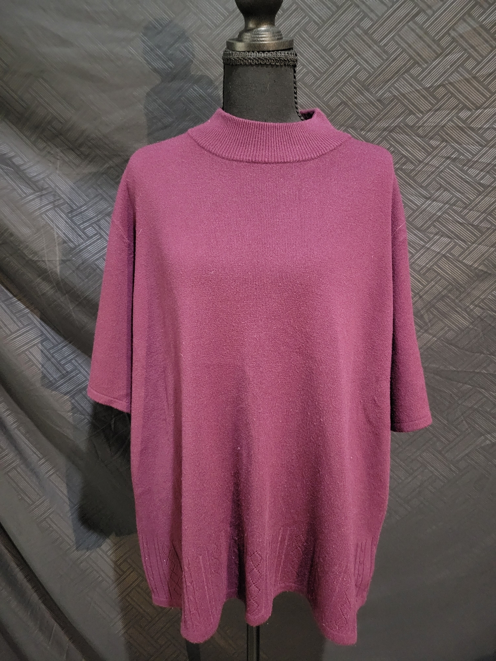 VTG Sag Harbor Knit Sweater Women Large Deep Purple Short Sleeve Crew Neck 3X